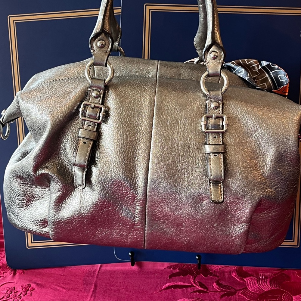 Coach Metallic Silver Satchel/crossbody